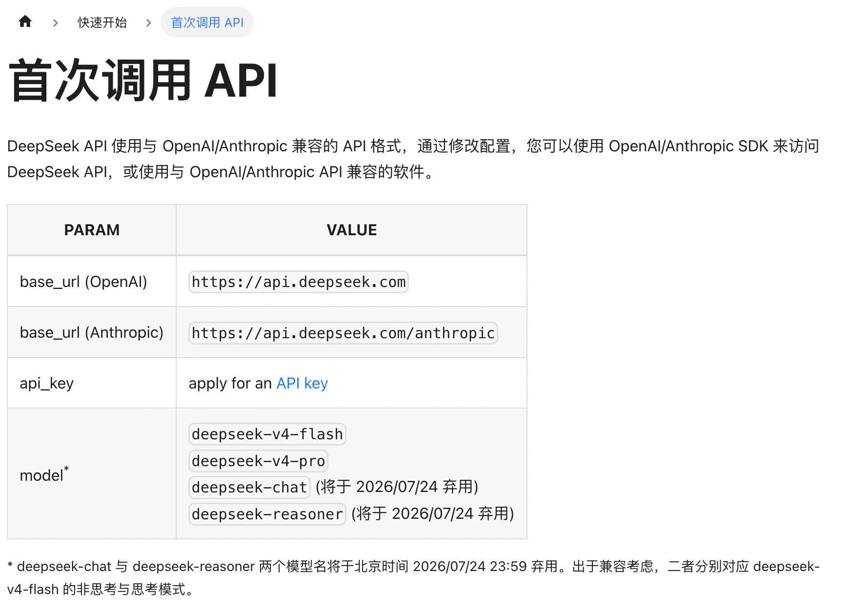 DeepSeek 首次调用 API 文档